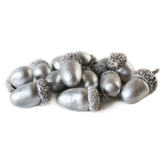 Žaludy - metalická stříbrná